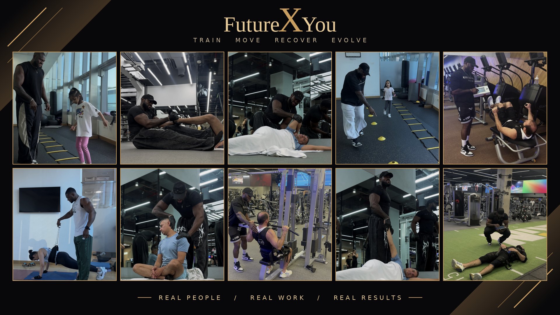 FutureXYou coaching across Dubai: personal training, assisted stretching and mobility, EMS training and children's fitness