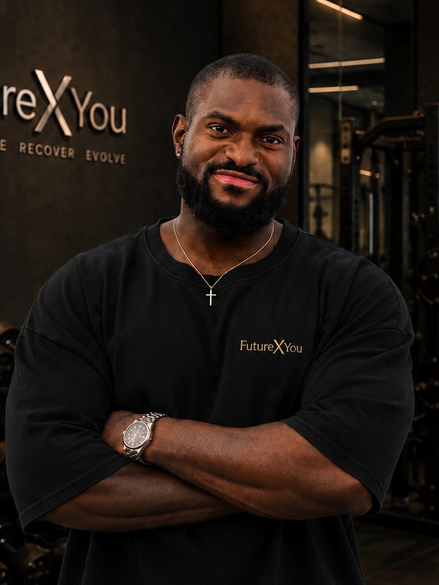 Larry Eke, personal trainer and founder of FutureXYou, in Downtown Dubai